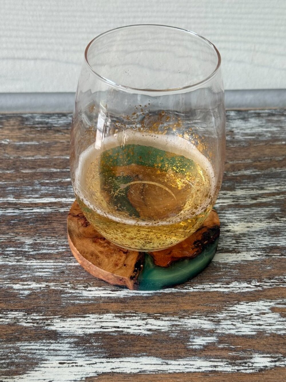 Seafoam Green Resin River Wood Drink Coasters Set of 4 House Housewarming Gift - Picture 6 of 6